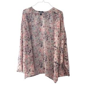 TORRID Chiffon Batwing Circle Sleeve Open Front Floral Sheer Fairy Top Sz 1/2